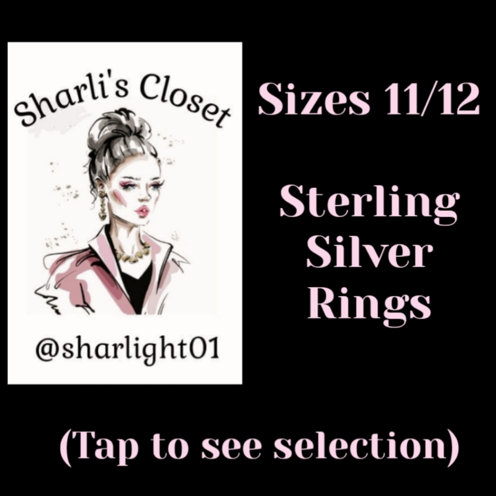 NEW Sizes 11-12 Genuine Sterling Silver Rings - Picture 2 of 5